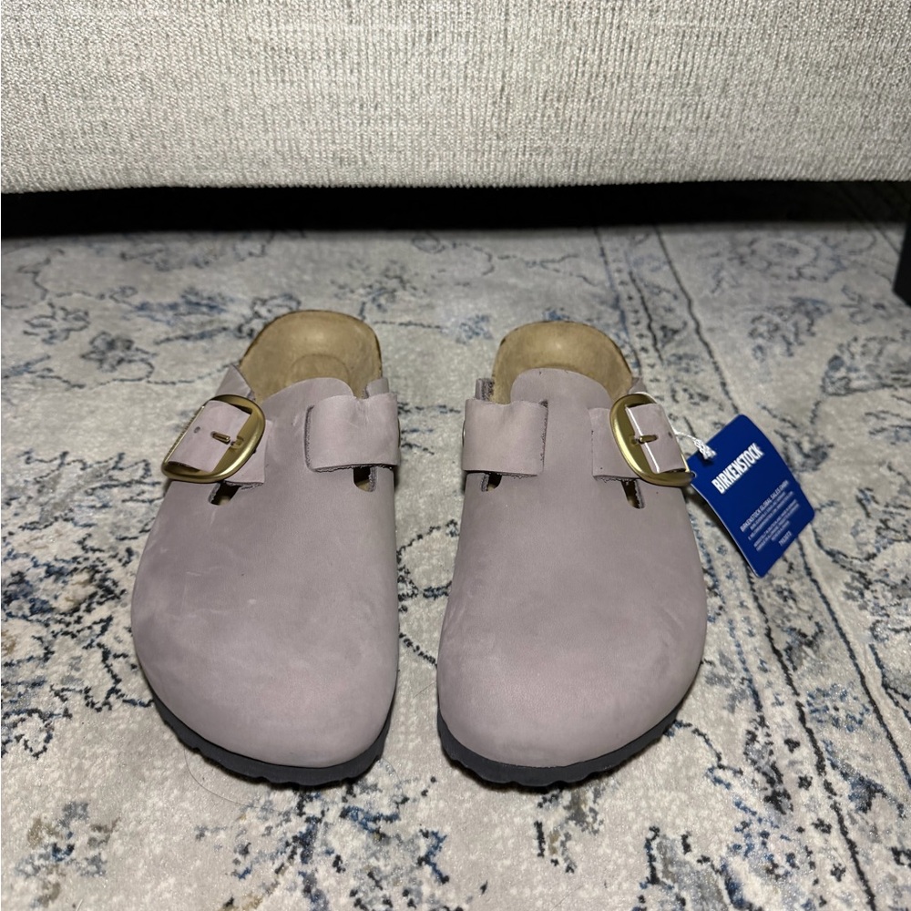 Birkenstock Boston Big Buckle Nubuck Leather Faded Purple - Picture 5 of 8